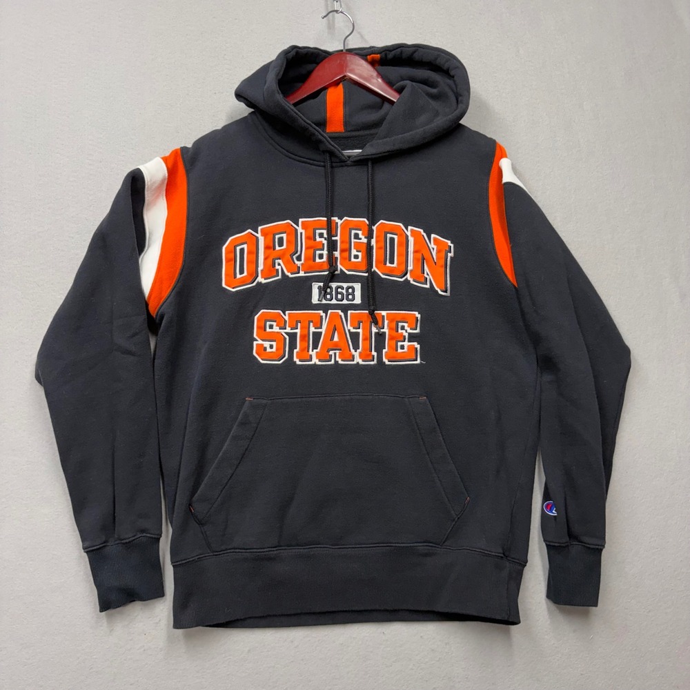 Champion Hoodie Mens M Black Oregon State Beavers Y2K Embroidered Sweatshirt